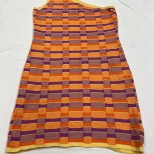 Cotton On Orange and Purple One-Shoulder knit mini Dress XL